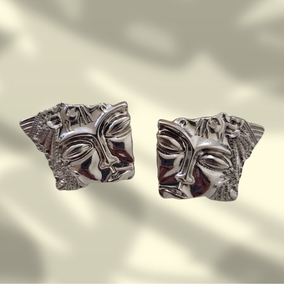 Sliver Buddha Stud Earrings - Picture 1 of 4